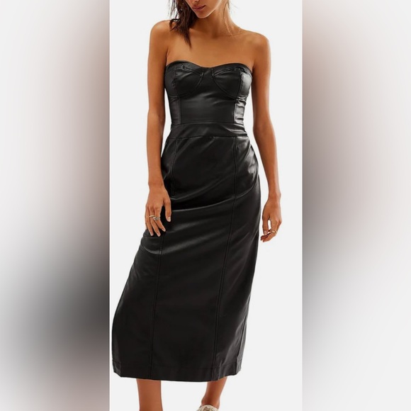 NEW Free People Mira Corset Faux Leather Dress - Picture 3 of 3